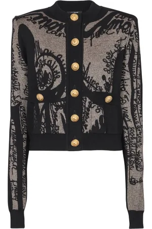 Balmain Cardigan à logo en intarsia