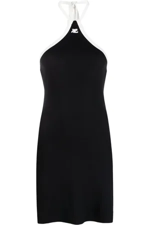 Courrèges Robe en coton à logo brodé