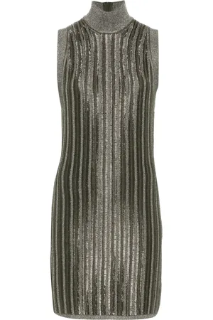 Tom Ford Robe courte nervurée en maille métallisée