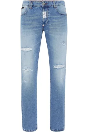 Philipp Plein Jean droit à effet usé