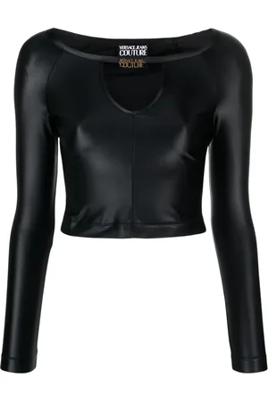 VERSACE Haut crop à plaque logo