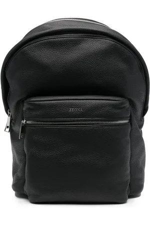 Ermenegildo Zegna Sac à dos en cuir à plaque logo