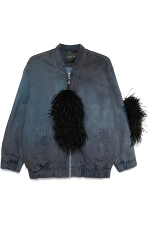 LOULOU Veste en jean à détails de plumes