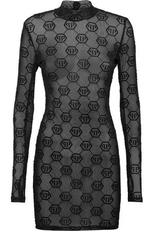 Philipp Plein Robe en tulle à motif monogrammé