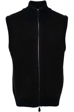 MAN ON THE BOON. Gilet en laine à fermeture zippée