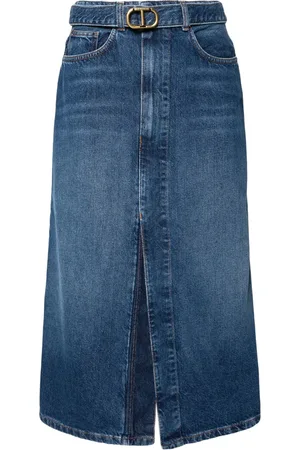 Twin-Set Jupe mi-longue en jean à taille ceinturée