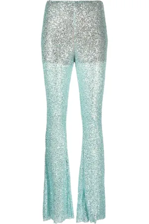 Self-Portrait Pantalon en maille ajourée à sequins