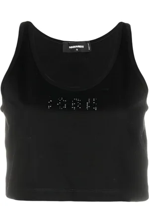 Dsquared2 Haut crop sans manches à logo strassé