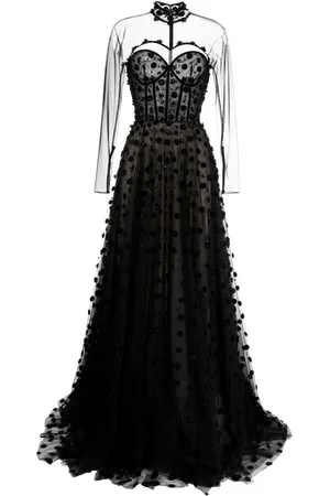 Saiid Kobeisy Robe longue en tulle à pois