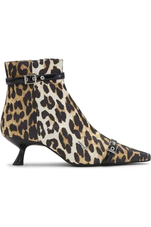 Ganni Bottines satiné à imprimé léopard