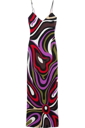Puccini Robe longue en soie à imprimé Marmo