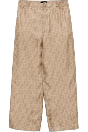 Fendi Pantalon en soie à motif FF