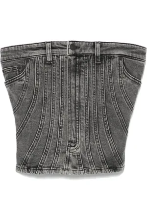 MUGLER Bustier en jean à design en spirale