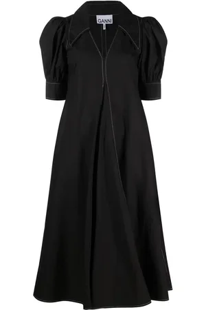 Ganni Robe plissée à manches bouffantes