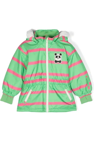 Mini Rodini Imperméable rayé à patch Panda