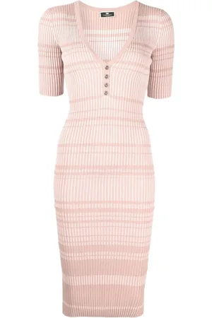 Elisabetta Franchi Robe mi-longue nervurée à col v