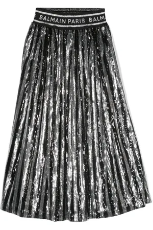 Balmain Jupe plissée à sequins brodés
