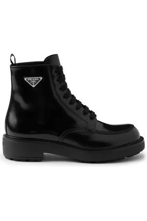 Prada Bottines en cuir à effet brossé