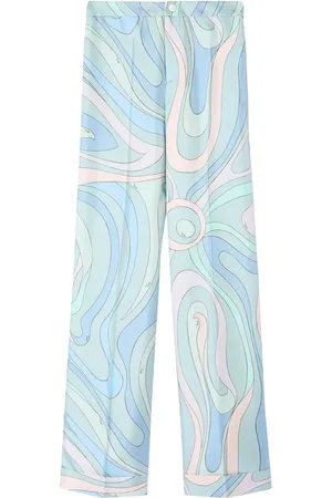 Puccini Pantalon en soie à imprimé abstrait