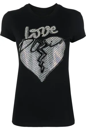 Philipp Plein T-shirt à motif cœur strassé