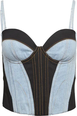 FLEUR DU MAL Bustier en jean à design bicolore