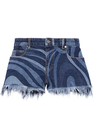 Puccini Short en jean à imprimé Marmo