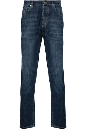 Brunello Cucinelli Jean fuselé à broderies Solomei