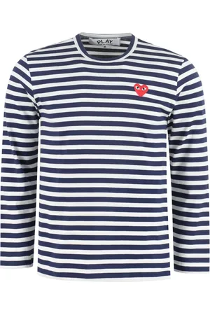 Comme des Garçons T-shirt rayé à appliqué logo