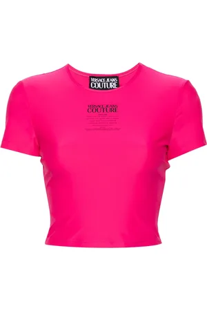 VERSACE T-shirt crop à logo imprimé