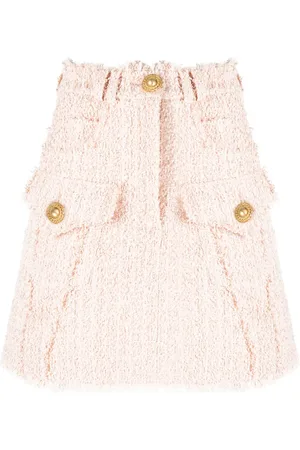 Balmain Minijupe en tweed à détails effilochés