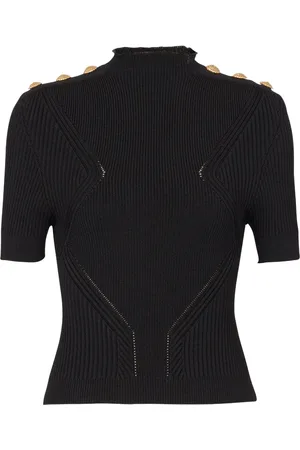 Balmain Haut en maille nervurée à détail de boutons