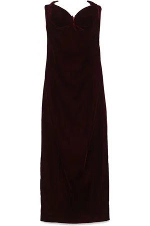 MUGLER Robe-bustier en velours à coupe longue