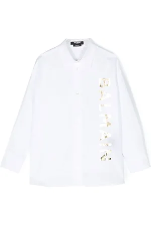 Balmain Chemise en coton à logo imprimé