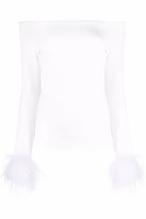 Atu Body Couture Haut orné de plumes à épaules dénudées