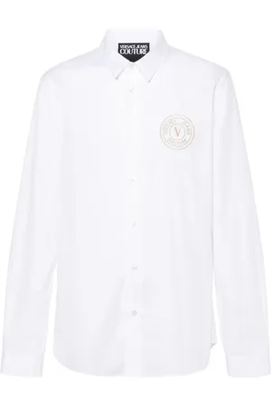 VERSACE Chemise en popeline à logo brodé