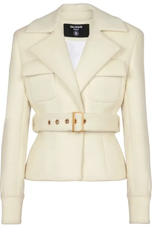 Balmain Veste ceinturée à revers crantés