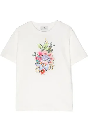 Etro T-shirt en coton à fleurs brodées