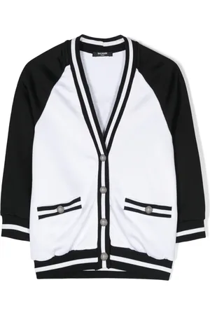 Balmain Cardigan rayé à logo imprimé