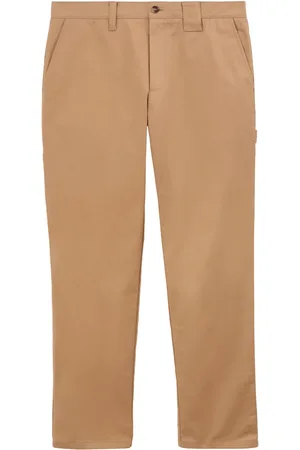 Burberry Pantalon droit en coton à étiquette logo