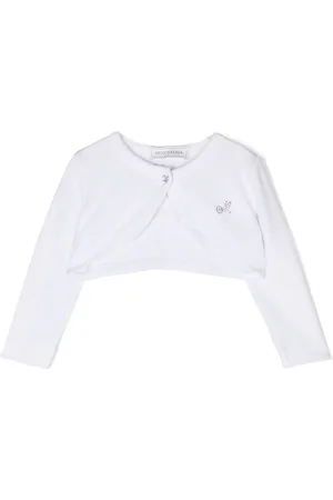 MONNALISA Cardigan crop à logo strassé