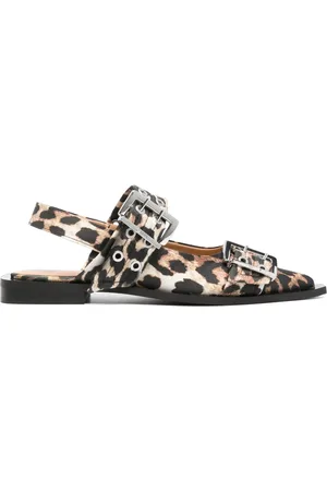 Ganni Ballerines satinées à imprimé léopard