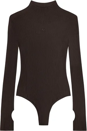Courrèges Body nervuré à logo brodé
