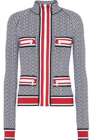 Balmain Cardigan zippé à motif en jacquard