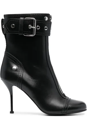 Alexander McQueen Bottines en cuir à détail de boucle 90mm