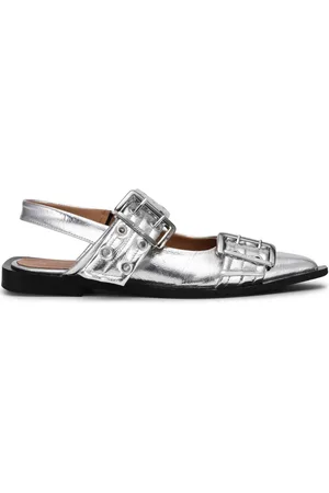 Ganni Ballerines métallisées à double boucle