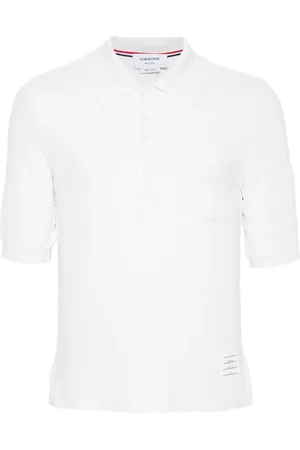 Thom Browne Polo en soie à détail 4 bandes signature