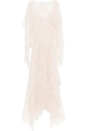 Serafini Robe en dentelle fleurie à coupe longue