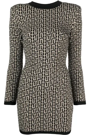 Balmain Robe en laine mélangée à motif monogrammé