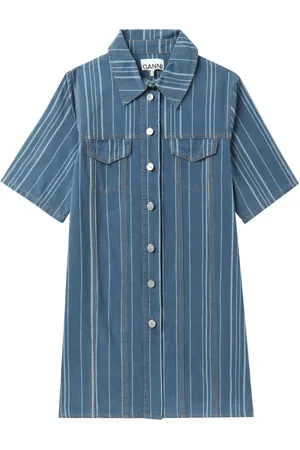 Ganni Robe courte en jean à rayures