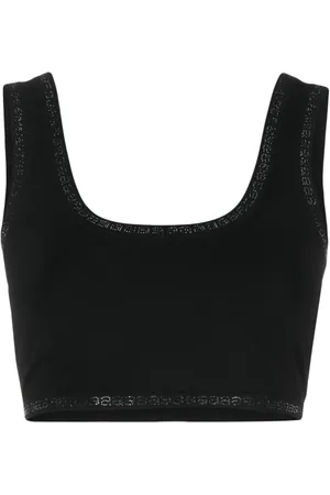 Alexander Wang Haut bordé de strass à coupe crop
